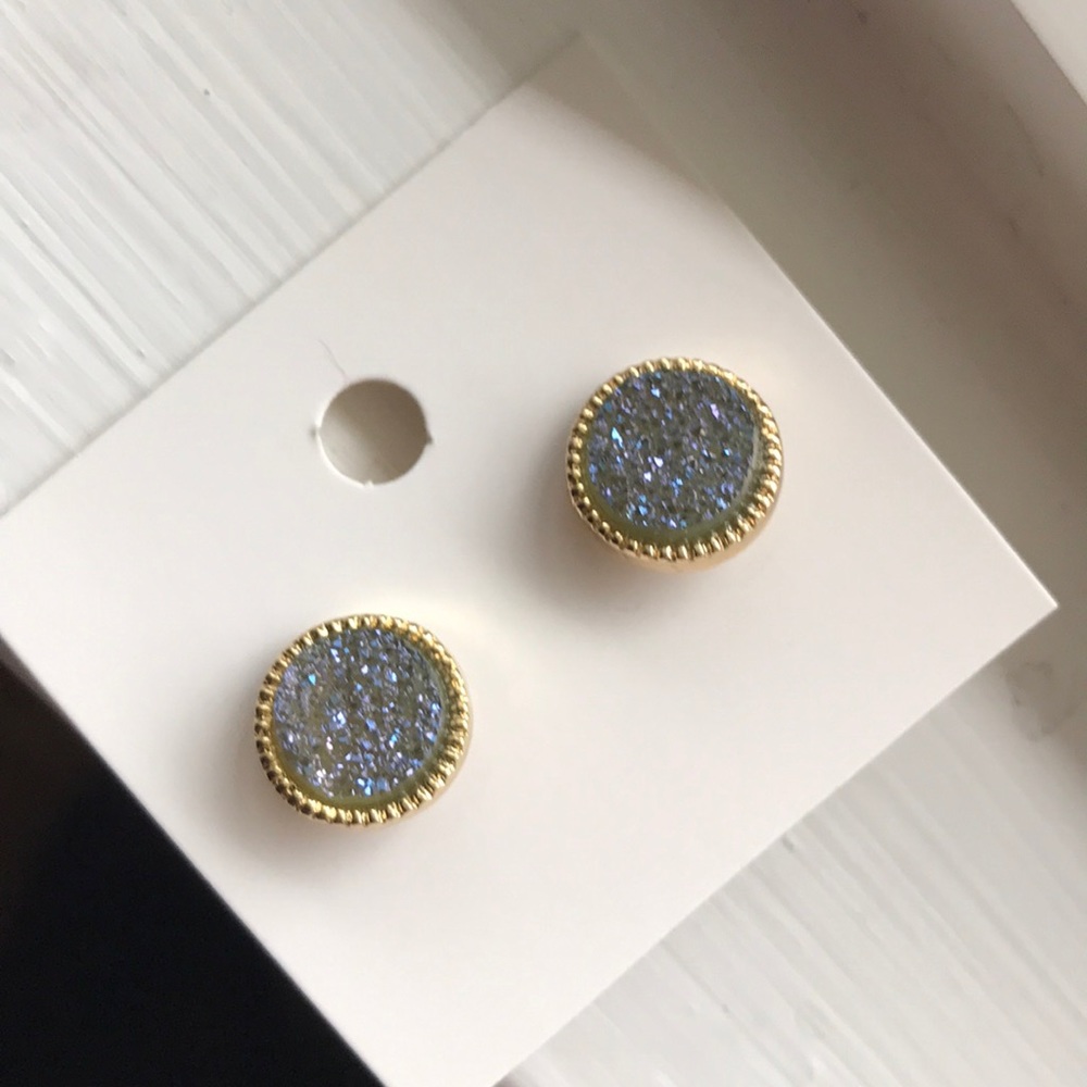 New! Sparkling Stud Resin Blue Earrings